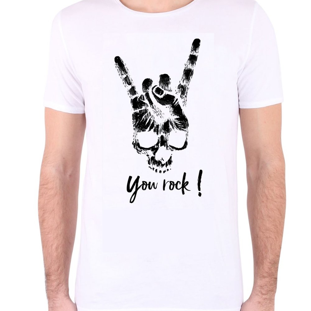 Men's Skull Graphics T Shirts - White
